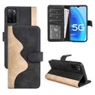 For OPPO A55S 5G Stitching Horizontal Flip Leather Phone Case(Black) - 1