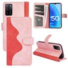 For OPPO A55S 5G Stitching Horizontal Flip Leather Phone Case(Red) - 1