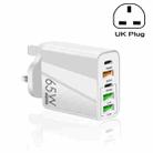 65W Dual PD Type-C + 3 x USB Multi Port Charger for Phone and Tablet PC, UK Plug(White) - 1
