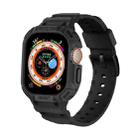 For Apple Watch Ultra 49mm JUNSUNMAY Integrated TPU Case Adjustable Elastic Watch Band(Black) - 1