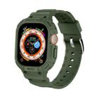 For Apple Watch Ultra 49mm JUNSUNMAY Integrated TPU Case Adjustable Elastic Watch Band(Army Green) - 1