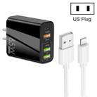 65W Dual PD Type-C + 3 x USB Multi Port Charger with 3A USB to 8 Pin Data Cable, US Plug(Black) - 1