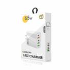 65W Dual PD Type-C + 3 x USB Multi Port Charger with 3A USB to Type-C Data Cable, US Plug(White) - 7