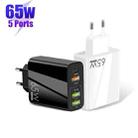 65W Dual PD Type-C + 3 x USB Multi Port Charger with 3A USB to Type-C Data Cable, EU Plug(Black) - 2