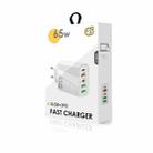 65W Dual PD Type-C + 3 x USB Multi Port Charger with 3A USB to Type-C Data Cable, EU Plug(White) - 7