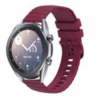 For Samsung Galaxy Watch3 41mm 20mm Wavy Dotted Solid-Color Silicone Watch Band(Wine Red) - 1
