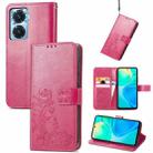 For vivo Y77 (China) Four-leaf Clasp Embossed Buckle Leather Phone Case(Magenta) - 1