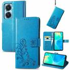 For vivo Y77 (China) Four-leaf Clasp Embossed Buckle Leather Phone Case(Blue) - 1