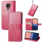 For Nokia C21 Four-leaf Clasp Embossed Buckle Leather Phone Case(Magenta) - 1