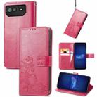 For Asus ROG Phone 6 Four-leaf Clasp Embossed Buckle Leather Phone Case(Magenta) - 1