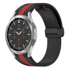 For Samsung Galaxy Watch 4 Classic 46mm Folding Magnetic Clasp Silicone Watch Band(Black+Red) - 1