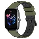 For Amazfit GTS 3 20mm Two-Color Porous Silicone Watch Band(Army Green + Black) - 1