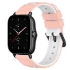 For Amazfit GTS 2E 20mm Two-Color Porous Silicone Watch Band(Pink+White) - 1