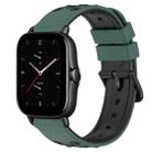 For Amazfit GTS 2E 20mm Two-Color Porous Silicone Watch Band(Olive Green+Black) - 1