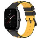 For Amazfit GTS 2E 20mm Two-Color Porous Silicone Watch Band(Black+Yellow) - 1