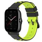For Amazfit GTS 2E 20mm Two-Color Porous Silicone Watch Band(Black+Lime Green) - 1
