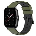 For Amazfit GTS 2E 20mm Two-Color Porous Silicone Watch Band(Army Green + Black) - 1