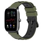 For Amazfit GTS 2 Mini 20mm Two-Color Porous Silicone Watch Band(Army Green + Black) - 1