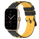 For Amazfit GTS 2 20mm Two-Color Porous Silicone Watch Band(Black+Yellow) - 1