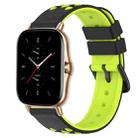 For Amazfit GTS 2 20mm Two-Color Porous Silicone Watch Band(Black+Lime Green) - 1