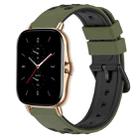 For Amazfit GTS 2 20mm Two-Color Porous Silicone Watch Band(Army Green + Black) - 1