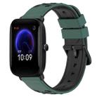 For Amazfit Pop 20mm Two-Color Porous Silicone Watch Band(Olive Green+Black) - 1