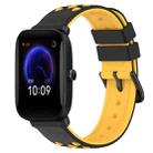 For Amazfit Pop 20mm Two-Color Porous Silicone Watch Band(Black+Yellow) - 1