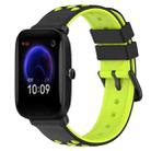 For Amazfit Pop 20mm Two-Color Porous Silicone Watch Band(Black+Lime Green) - 1