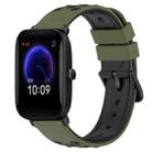 For Amazfit Pop 20mm Two-Color Porous Silicone Watch Band(Army Green + Black) - 1