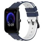 For Amazfit Pop 20mm Two-Color Porous Silicone Watch Band(Midnight Blue + White) - 1