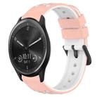 For Garmin Vivomove Sport 20mm Two-Color Porous Silicone Watch Band(Pink+White) - 1