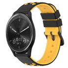 For Garmin Vivomove Sport 20mm Two-Color Porous Silicone Watch Band(Black+Yellow) - 1