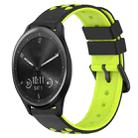 For Garmin Vivomove Sport 20mm Two-Color Porous Silicone Watch Band(Black+Lime Green) - 1