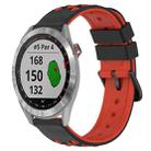 For Garmin Approach S40 20mm Two-Color Porous Silicone Watch Band(Black+Red) - 1