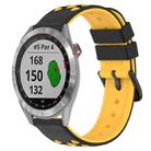 For Garmin Approach S40 20mm Two-Color Porous Silicone Watch Band(Black+Yellow) - 1