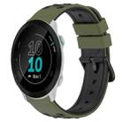 For Garmin Forerunner 55 20mm Two-Color Porous Silicone Watch Band(Army Green + Black) - 1