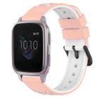 For Garmin Venu SQ 20mm Two-Color Porous Silicone Watch Band(Pink+White) - 1