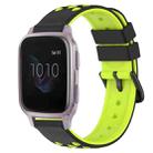 For Garmin Venu SQ 20mm Two-Color Porous Silicone Watch Band(Black+Lime Green) - 1