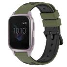 For Garmin Venu SQ 20mm Two-Color Porous Silicone Watch Band(Army Green + Black) - 1