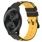 For Garmin Garminmove Style 20mm Two-Color Porous Silicone Watch Band(Black+Yellow) - 1