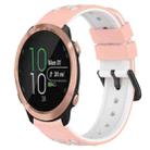 For Garmin Forerunner 645 Music 20mm Two-Color Porous Silicone Watch Band(Pink+White) - 1