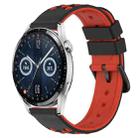 For Huawei Watch GT3 42mm 20mm Two-Color Porous Silicone Watch Band(Black+Red) - 1