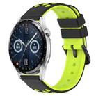 For Huawei Watch GT3 42mm 20mm Two-Color Porous Silicone Watch Band(Black+Lime Green) - 1