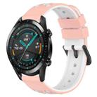 For Huawei Watch GT2 42mm 20mm Two-Color Porous Silicone Watch Band(Pink+White) - 1