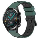 For Huawei Watch GT2 42mm 20mm Two-Color Porous Silicone Watch Band(Olive Green+Black) - 1