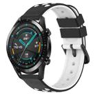 For Huawei Watch GT2 42mm 20mm Two-Color Porous Silicone Watch Band(Black+White) - 1