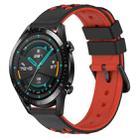 For Huawei Watch GT2 42mm 20mm Two-Color Porous Silicone Watch Band(Black+Red) - 1