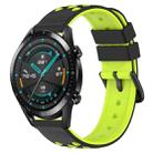 For Huawei Watch GT2 42mm 20mm Two-Color Porous Silicone Watch Band(Black+Lime Green) - 1