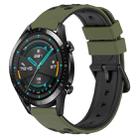 For Huawei Watch GT2 42mm 20mm Two-Color Porous Silicone Watch Band(Army Green + Black) - 1