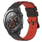 For Huawei Watch 2 20mm Two-Color Porous Silicone Watch Band(Black+Red) - 1